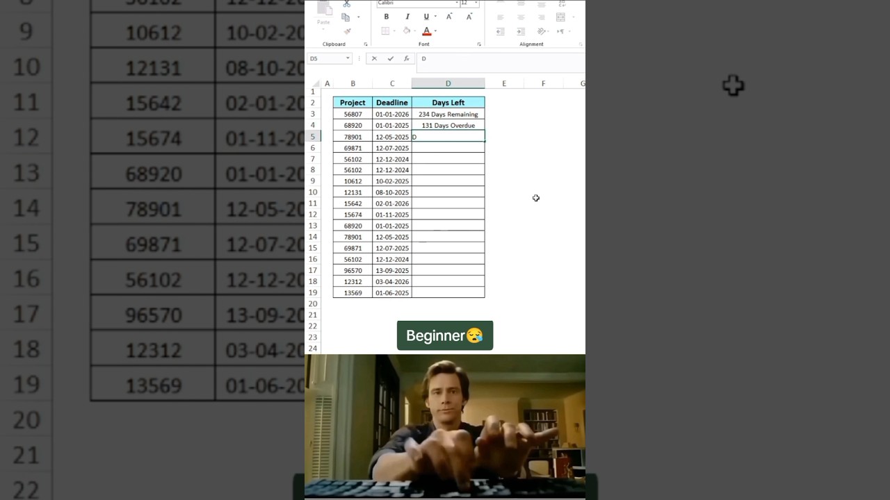 How to create a Deadline tracker in Excel ✅ #shorts #exceltips #excel
