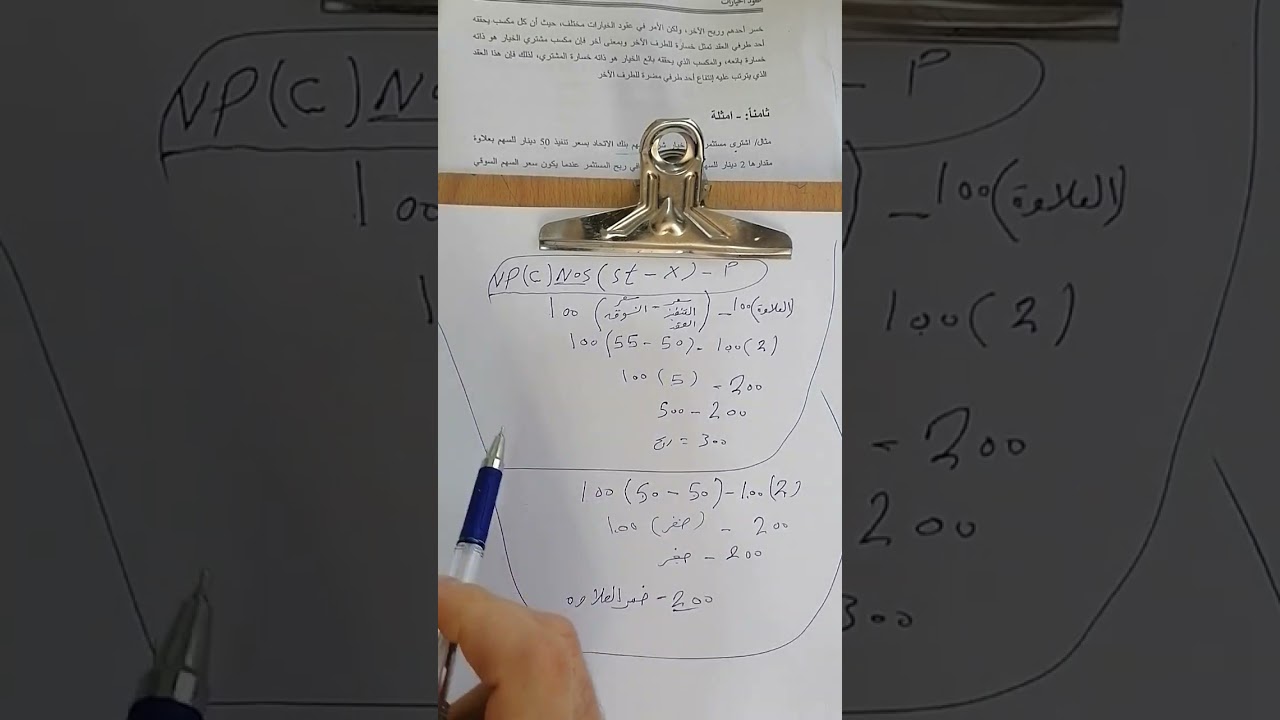 ادارة المصارف شرح عقود الخيارات