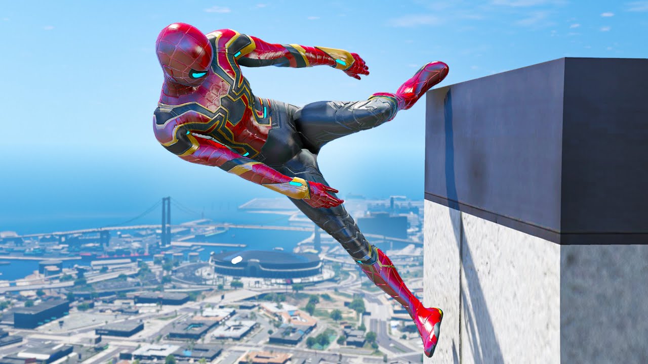 Spiderman & Deadpool Crazy Jump Fails in GTA5 😱 - Spider-man Gameplay Ep-1