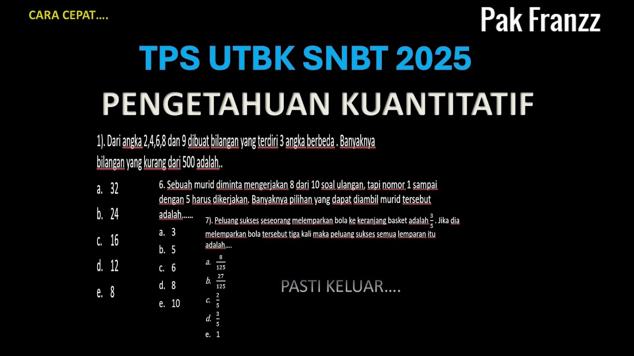 CARA CEPAT JAWAB SOAL PELUANG PK PM DI UTBK SNBT 2026
