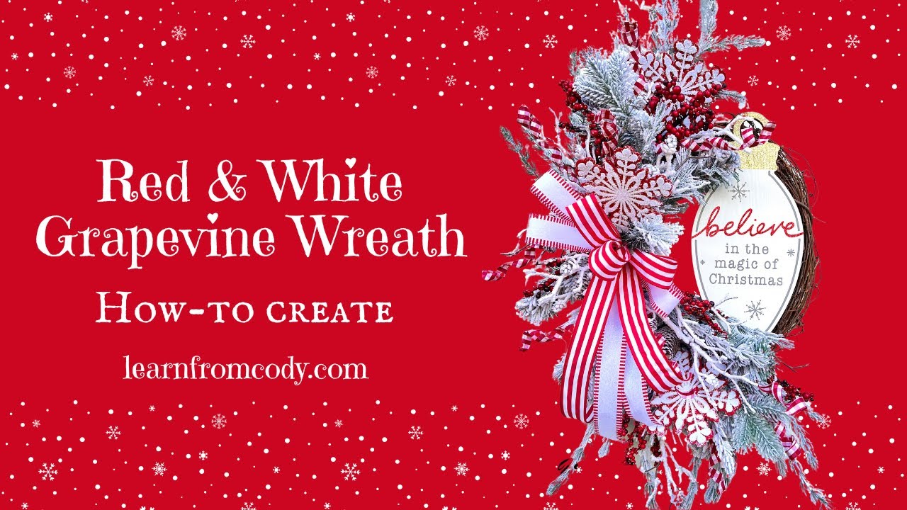 How to create a Red and White Christmas Grapevine Wreath
