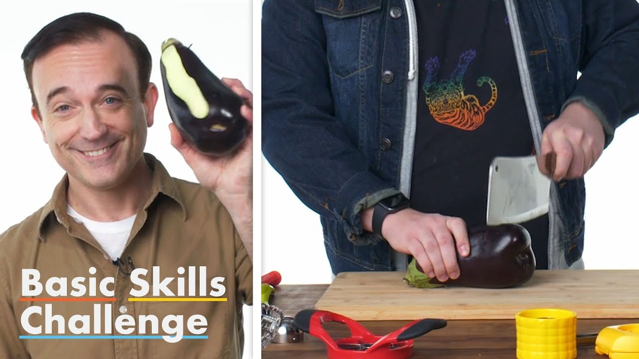 50 People Try to Cut and Prep an Eggplant | Epicurious