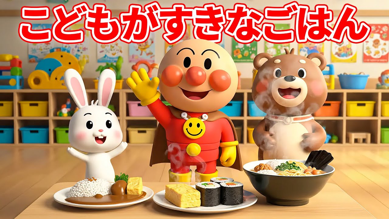 こどもがすきなごはん 🍙 アンパンマンのごはんうた ⭐️ おなかいっぱいごはん 🍛 もぐもぐごくごく 🍼 ごはんを食べるときのうた 🎶 赤ちゃんが喜ぶ歌 🌈 子供の歌 🎵 童謡 #アンパンマン