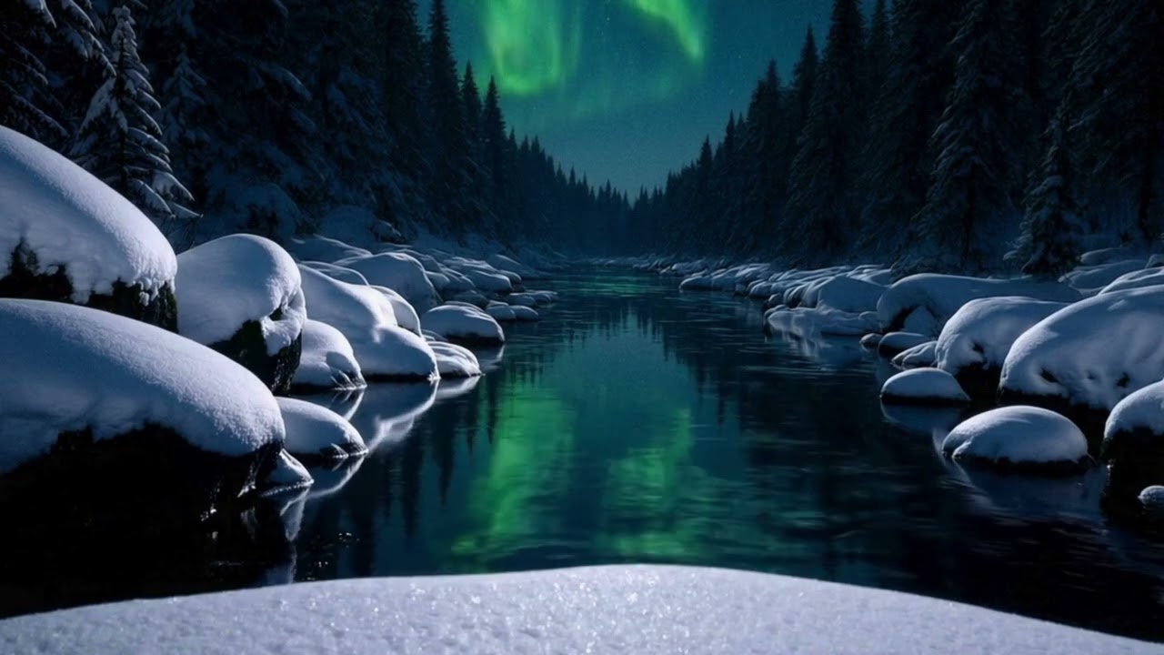 3 Hours of Aurora Calm | Northern Lights Ambience with Snowy Forest & Gentle Night Sounds