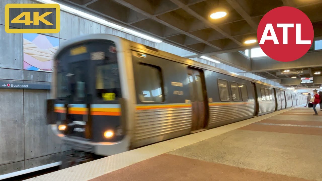 MARTA Train Red Line, Downtown Atlanta/Buckhead to Atlanta International Airport ATL, 4K Train Ride