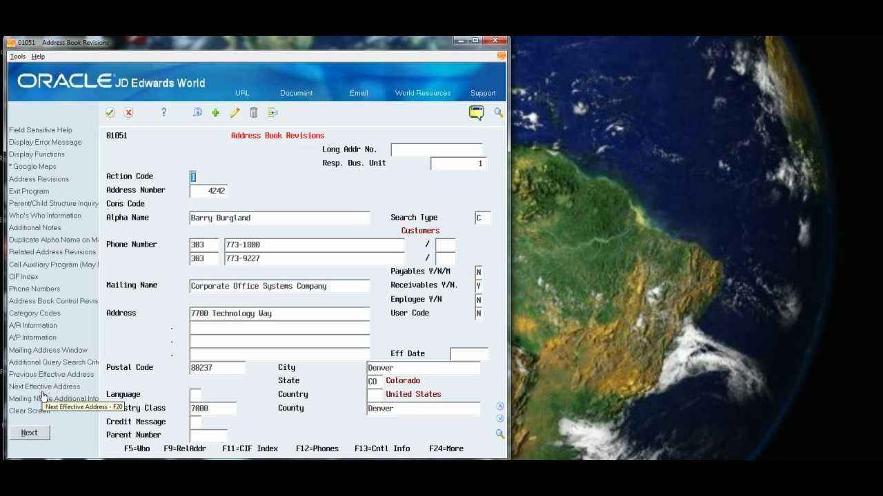 JD Edwards World Software: Related Application Framework Informational Demonstration