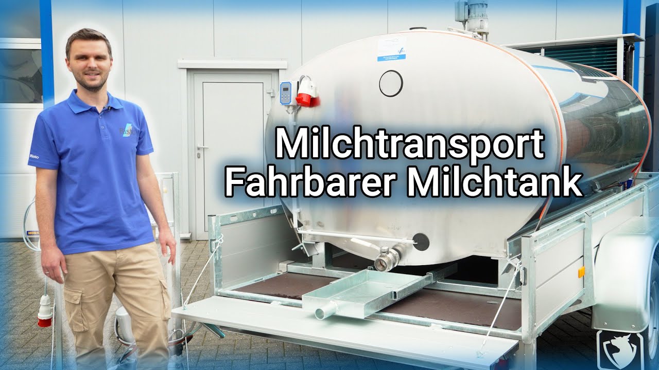 Fahrbarer Milchtank/ Milchkühltank mit Anhänger / Milchtransport - DE