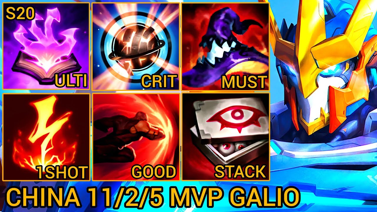 Quadrakills Galio Mid Lane MVP S+ 11/2/5 - China Wild Rift New Meta Build & Runes By Tiarty
