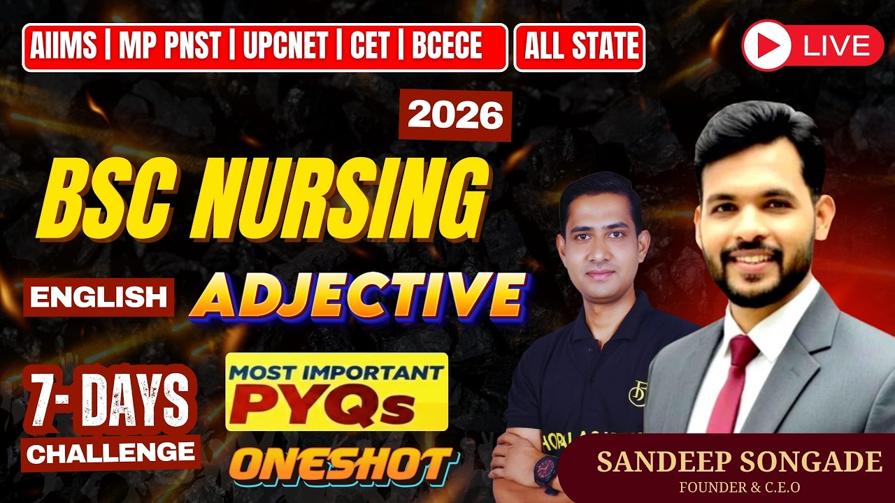 PNST 2026 | ENGLISH ( Adjective ) | BSC Nursing 2026 | ALL State Nursing Exams #pnst2026 #nursing