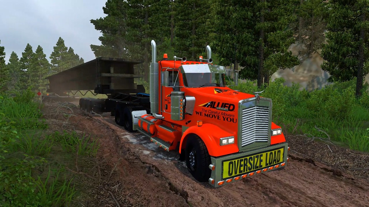 Truck: Kenworth W900. Trailer: Steerable Dolly. Carga: Viga de puente - ATS 2026 03 16 23 56 15