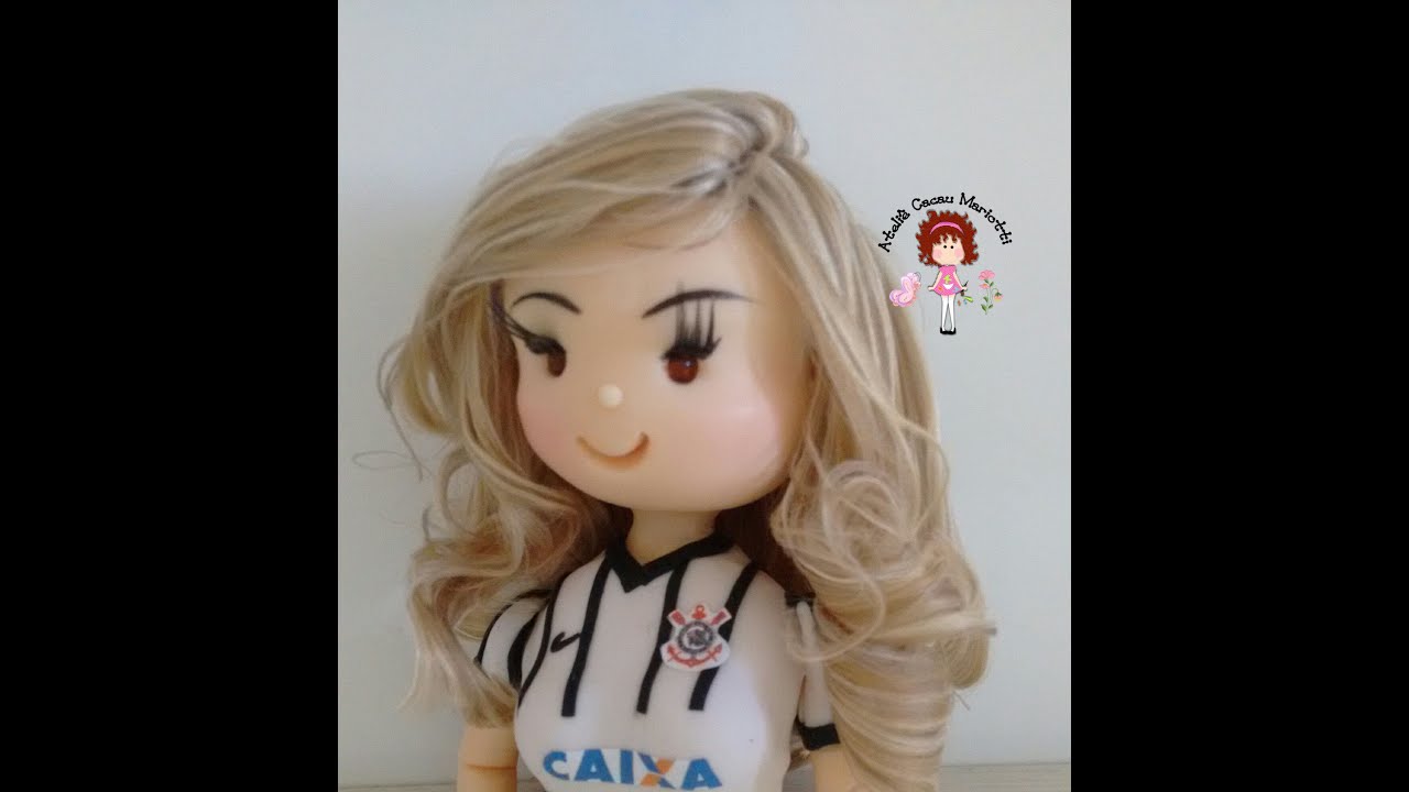 CABELO CACHEADO COM FIO DE OVERLOCK PARA NOIVINHAS DE BISCUIT