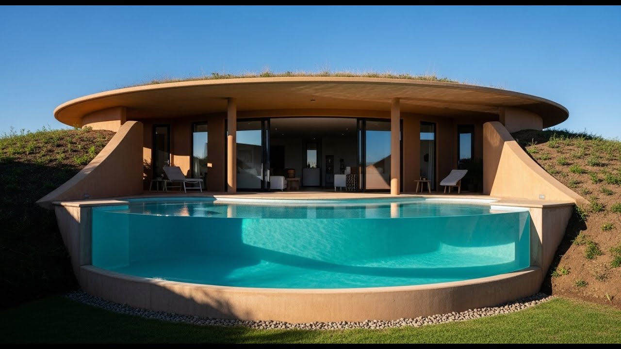 105 Days Building a Round Earth House With Indoor-Outdoor Swimming Pool | Luxury Earth Home