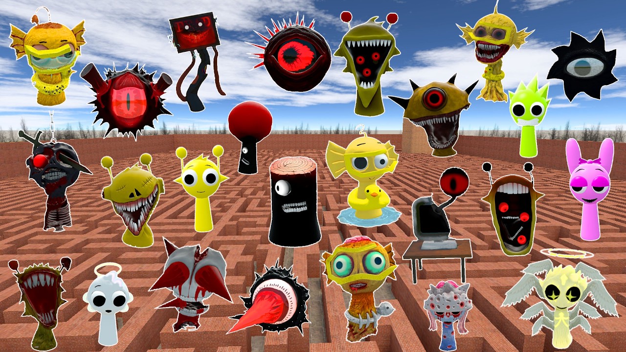 DESTROY SPRUNKI MR SUN MOON TREE FUN COMPUTER ALL PHASE in MAZE  (Garry's Mod Sandbox)