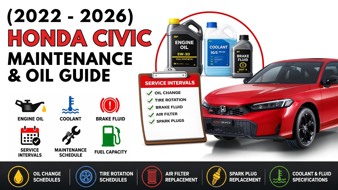 Honda Civic (2022 &ndash; 2026): график технического обслуживания, интервалы замены, моторное масло, те...