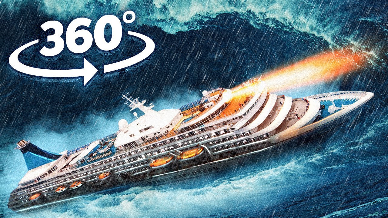 360&deg; CRUISE SHIP SINKING - Survive Tsunami and Storm VR 360 Video 4k ultra hd