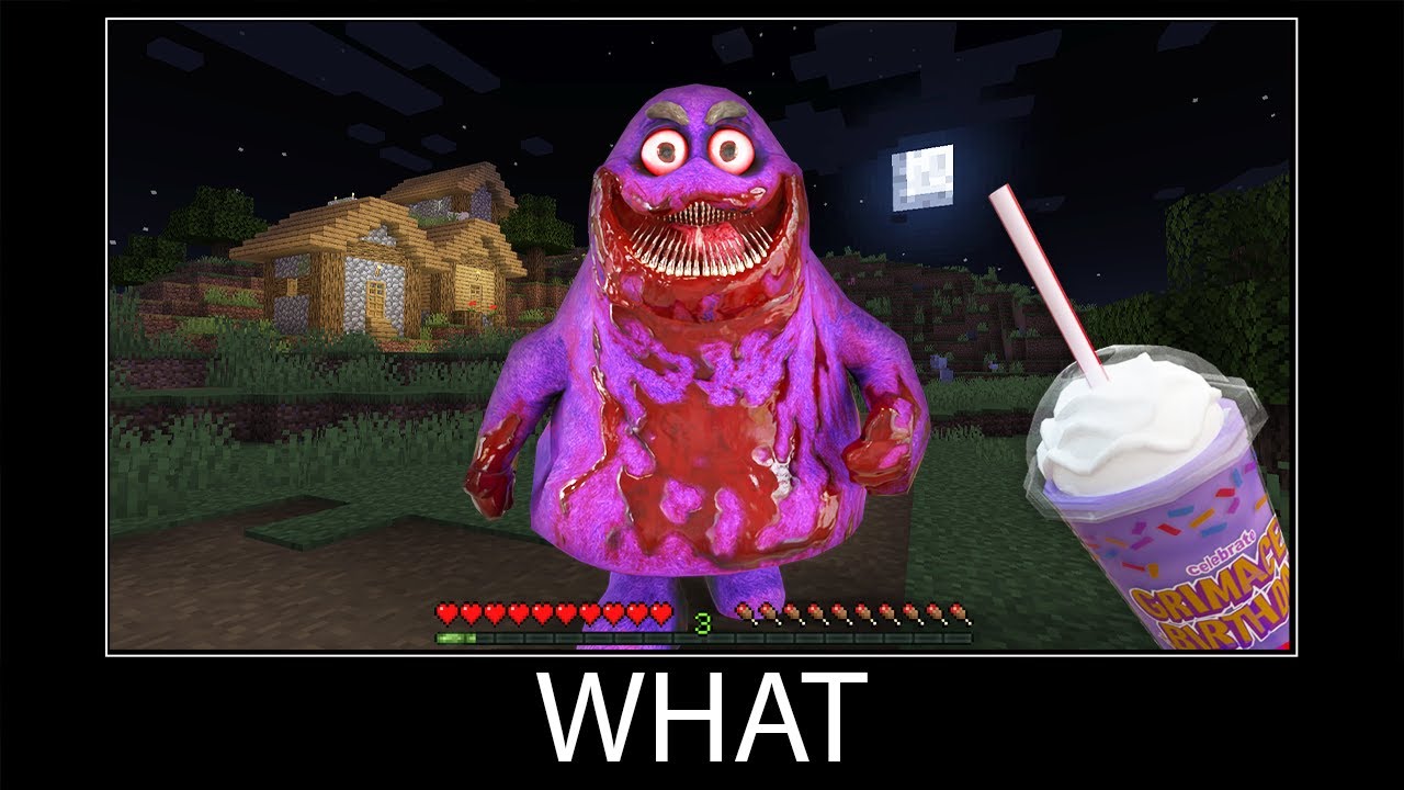 Minecraft wait what meme part 271 realistic minecraft scary Grimace Shake