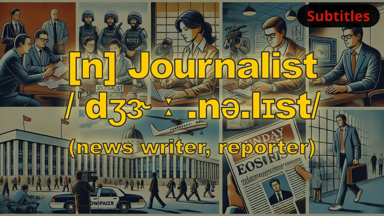 [n] Journalist meaning (news writer, reporter) with 5 examples
