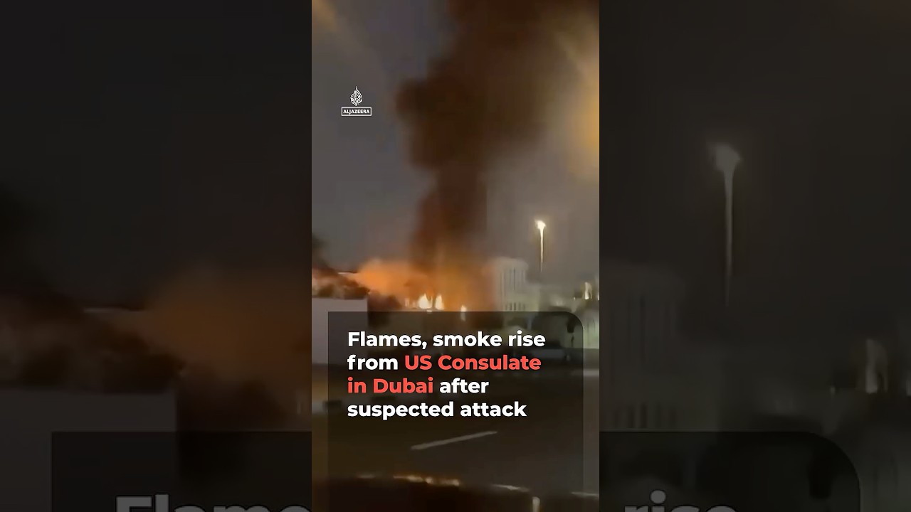 Flames, smoke rise from US Consulate in Dubai after suspected attack | AJ #shorts