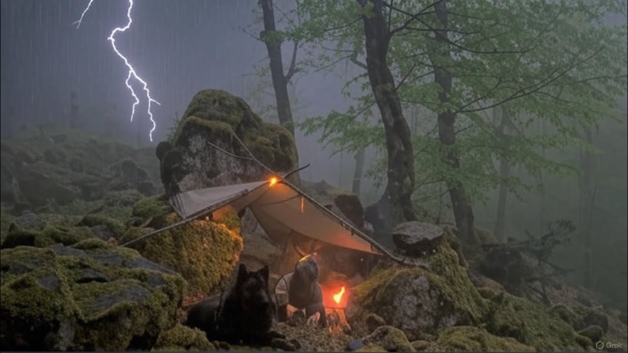 Trapped in a Thunderstorm Under Rocks: Surviving Heavy Rain!