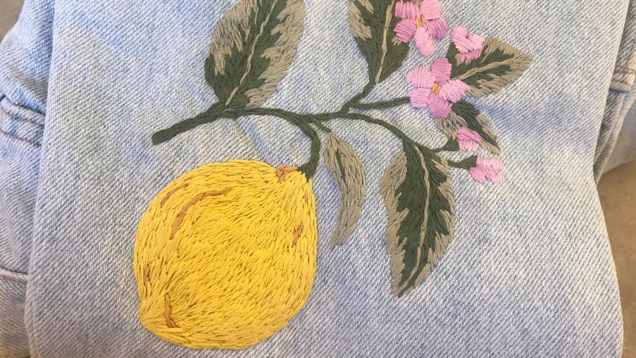 DIY EMBROIDERED JEANS #22: LEMON