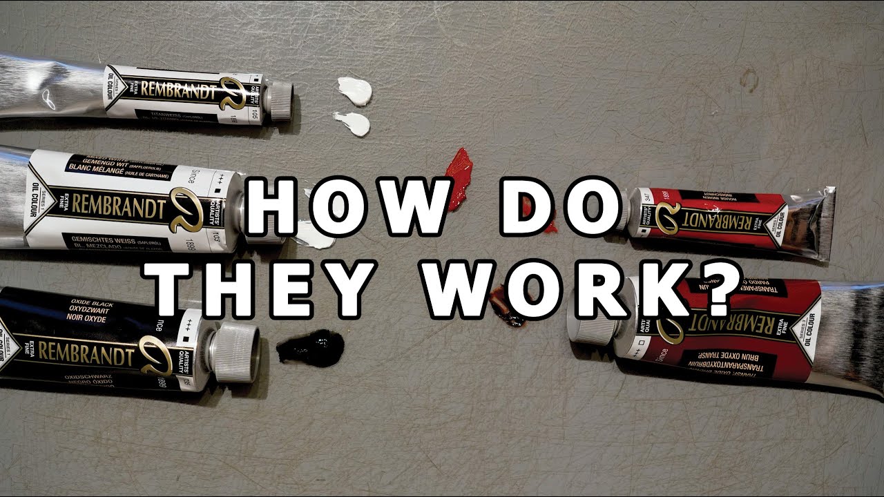 Oil paint - Colour Demo : RED & BROWN / TRANSPARENT vs OPAQUE / WHITES / OXIDE BLACK