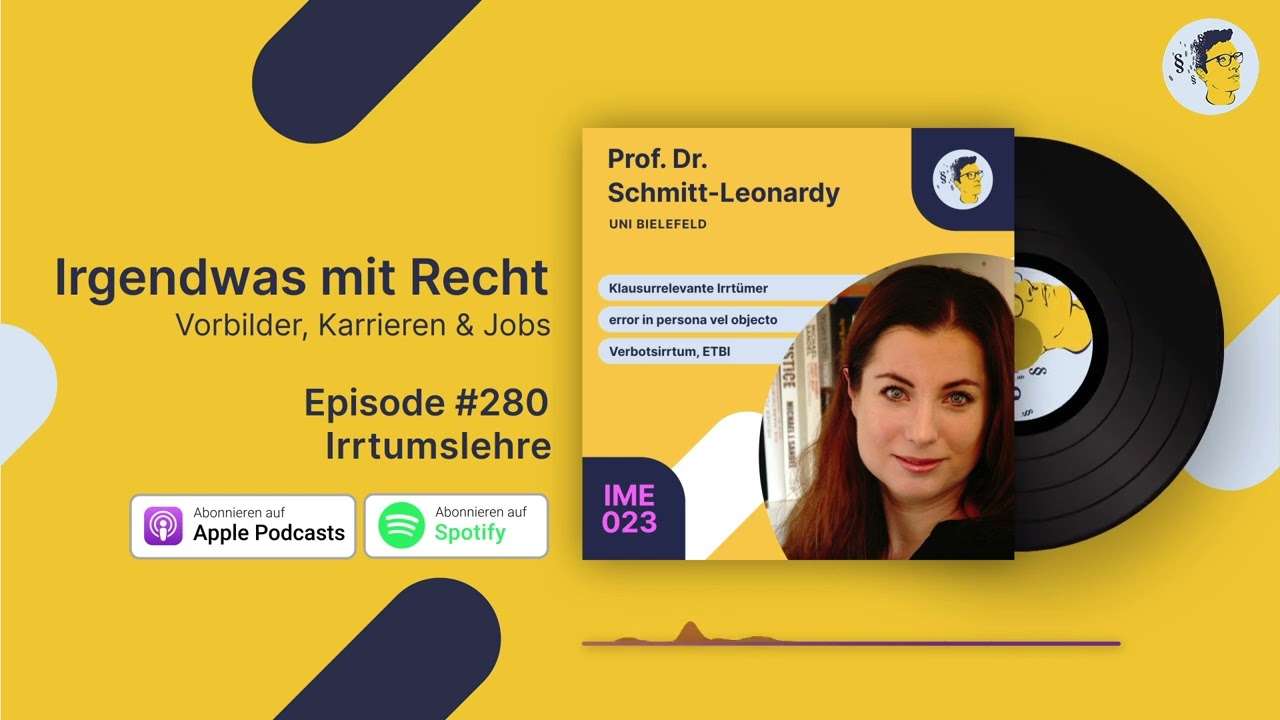 Jura-Podcast IMR280: Klausurrelevante Irrtümer im Strafrecht, error in persona vel objecto