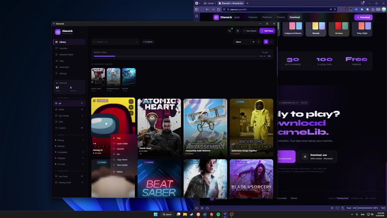 ZGameLib &mdash; Free Personal Game Library Manager | Full Feature Walkthrough