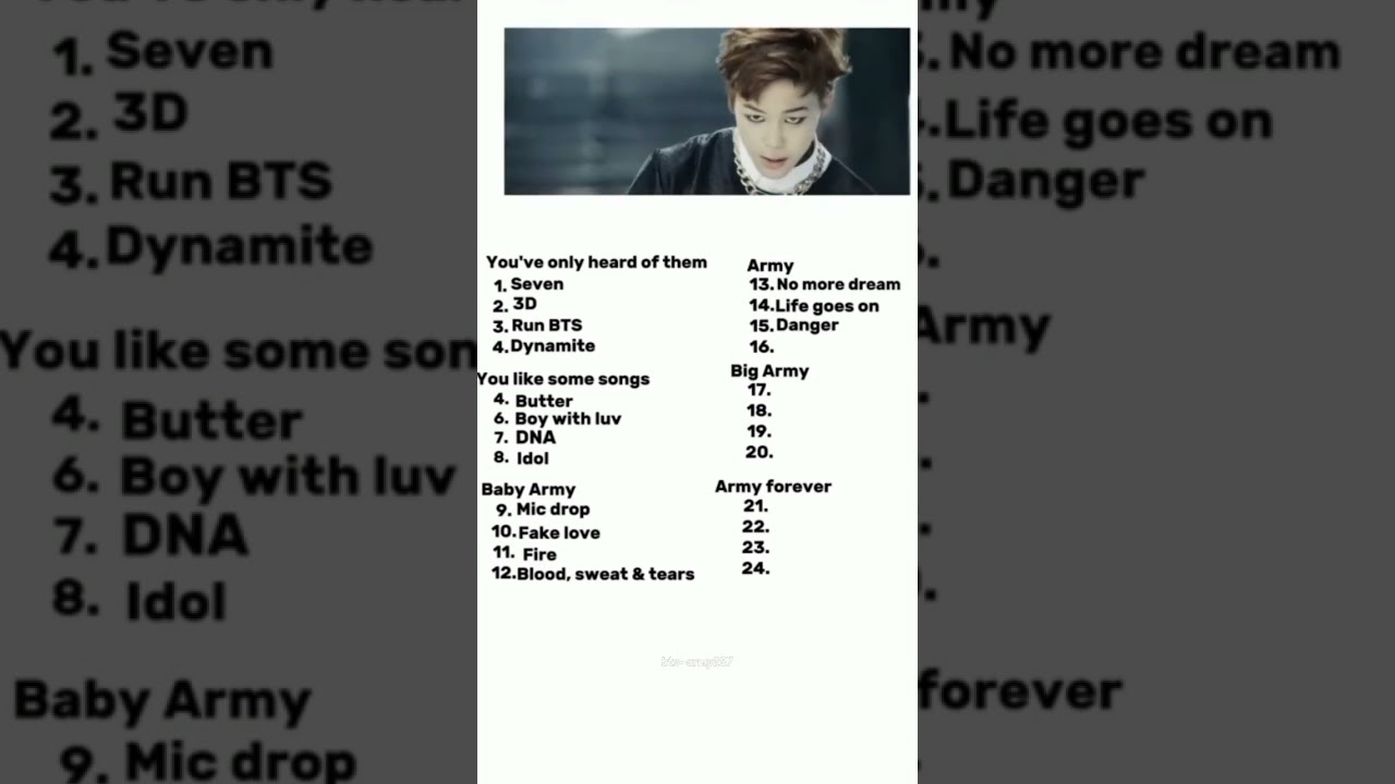 Are you real army 🥰/BTS songs