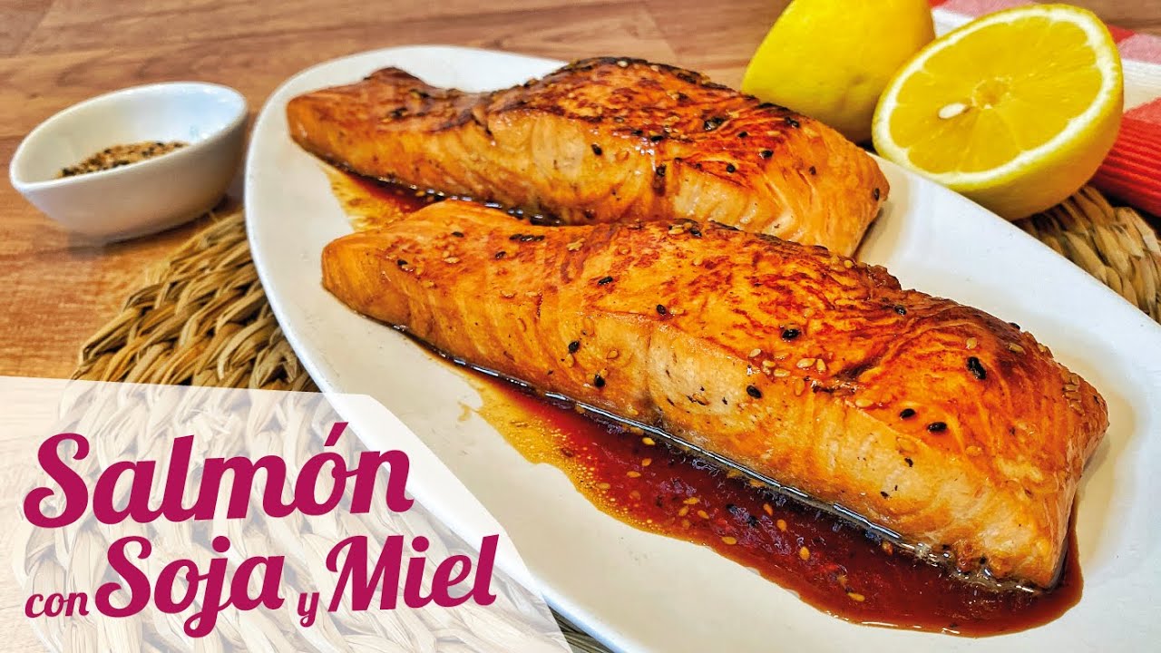 SALMON CON SOJA Y MIEL 🐟 Receta de salmón con salsa rica rica