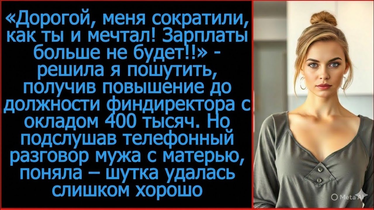 «Дорогой, меня сократили, как ты и мечтал! Зарплаты больше не будет!» Решила я пошутить, над мужем.
