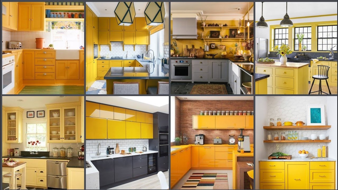 Yellow kitchen decor ideas/beautiful and amazing cabinet and dinner table in yellow kitchen &modern