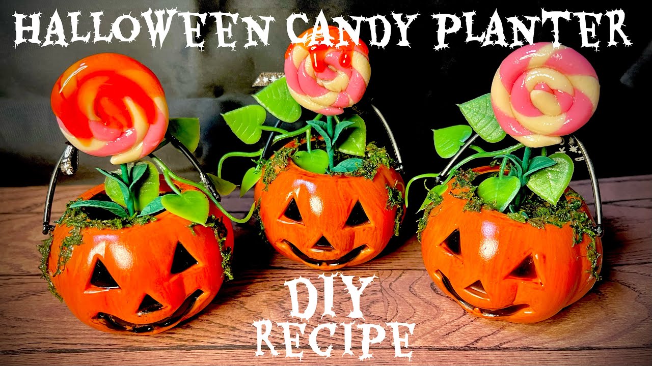 【100均スイーツデコ】ハロウィンキャンディプランターの作り方【Halloween DIY/フェイクスイーツ】