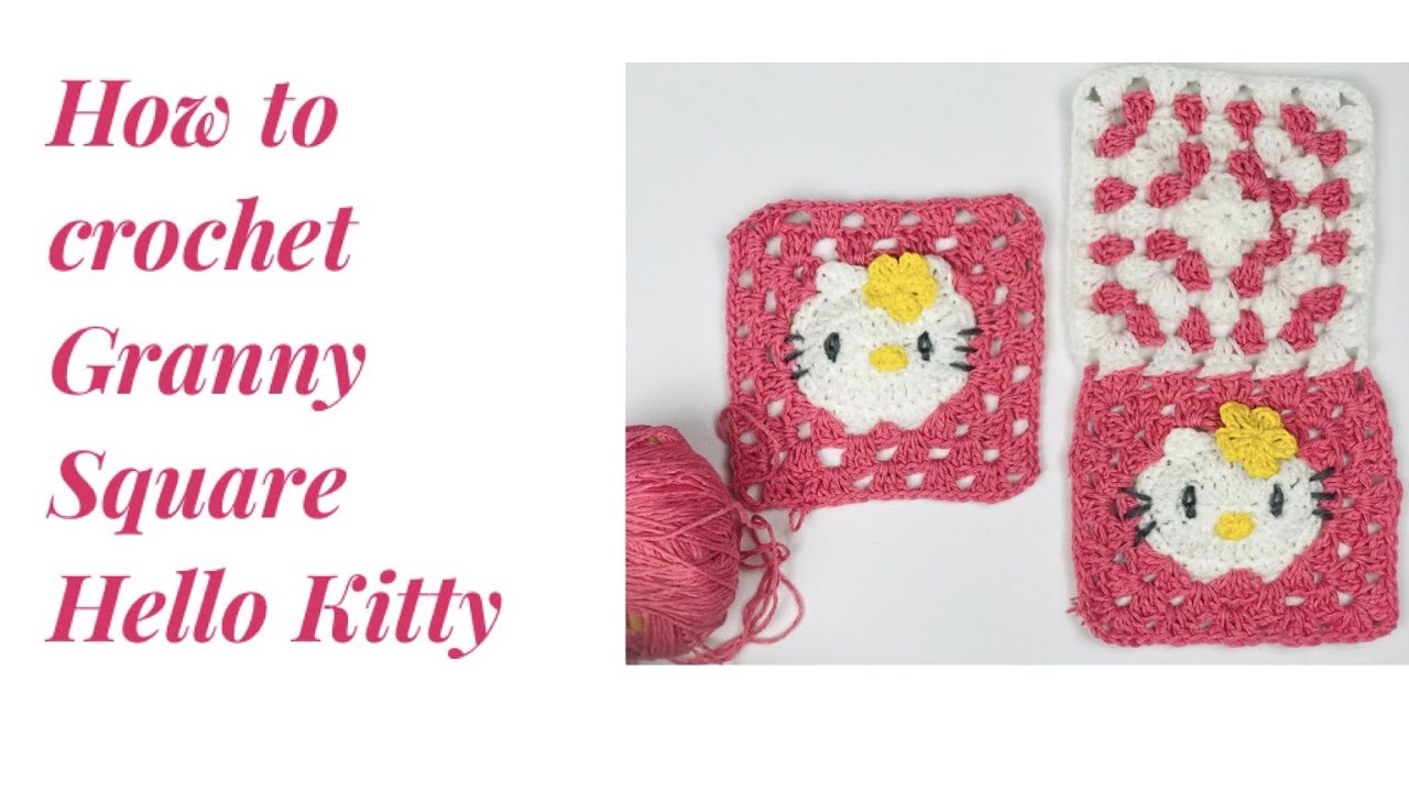 How to Crochet Hello kitty granny square Full Tutorial Step by Step