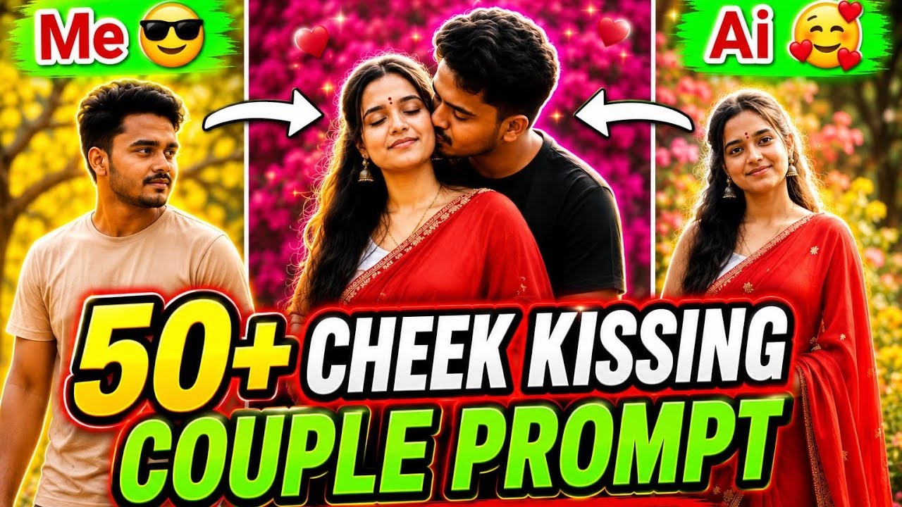 “Trending Cheek-Kissing Couple PROMPTS 🔥 | Perfect Face-Match Ideas 2025”