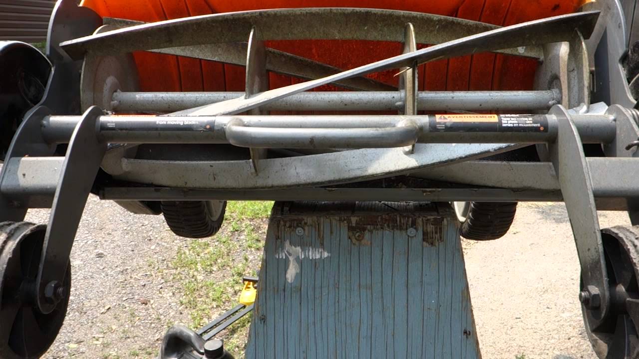 How to Sharpen a Fiskars Reel Mower and Adjust Blades.