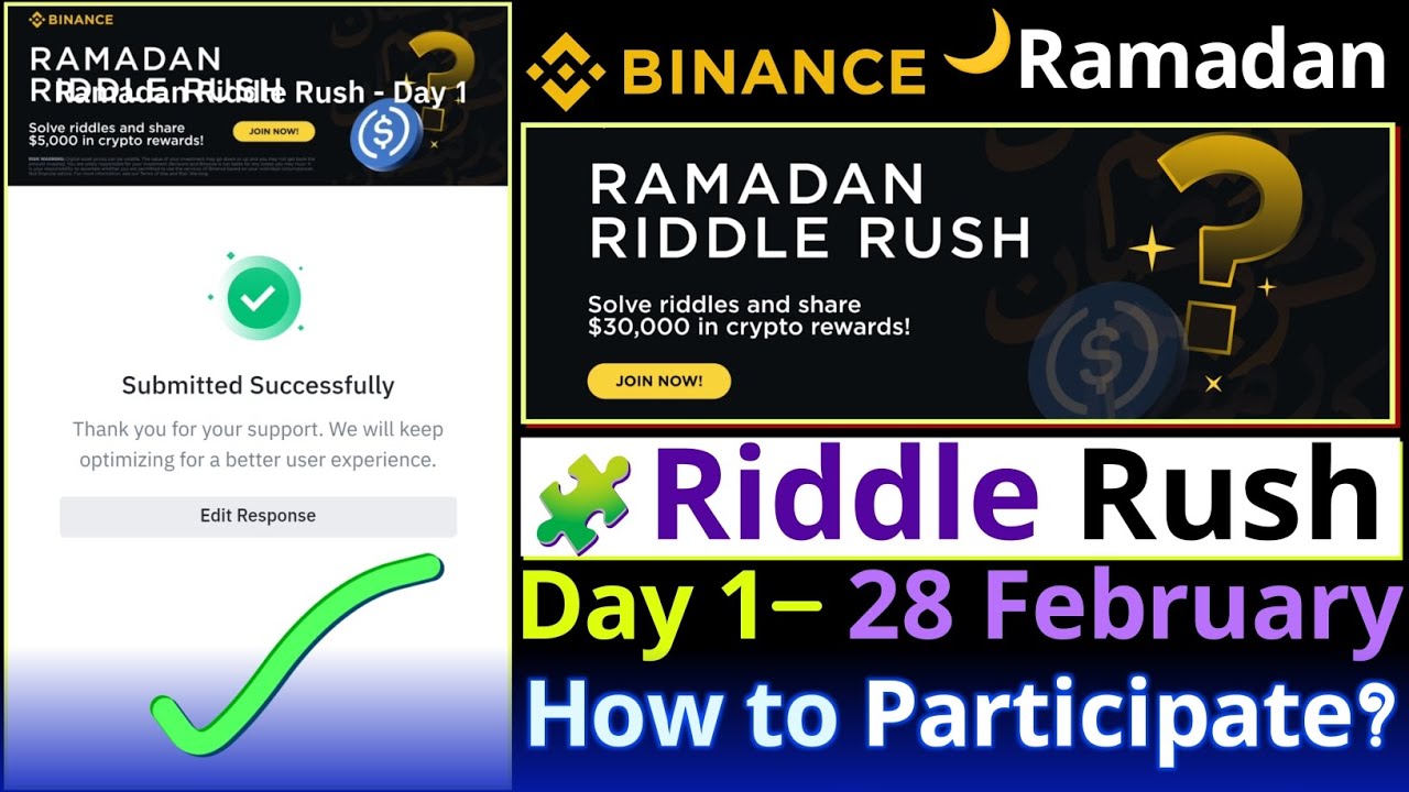 Binance Ramadan Riddle Rush || How to participate and Complete The Survey || Day 1