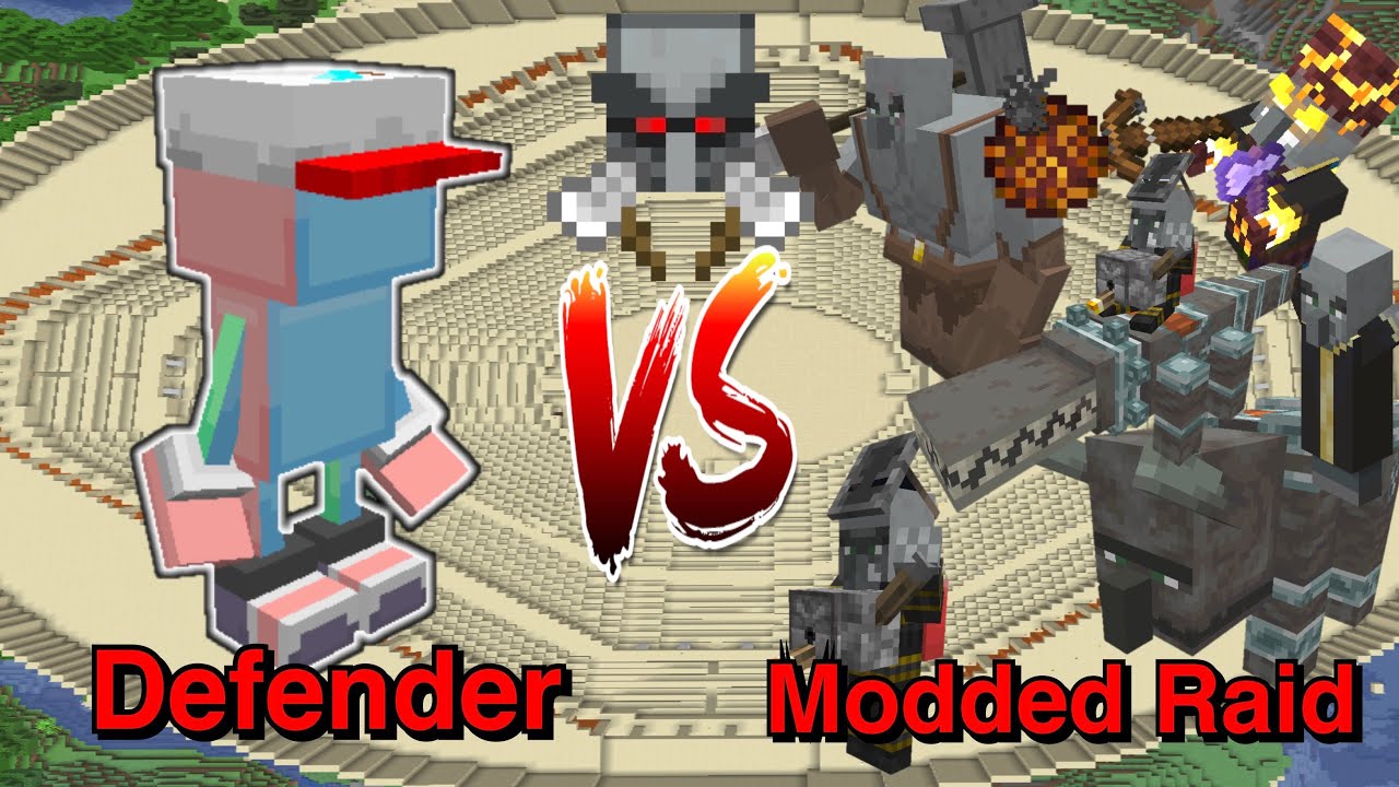Defender VS Modded Raid | Minecraft |Mobs Battle