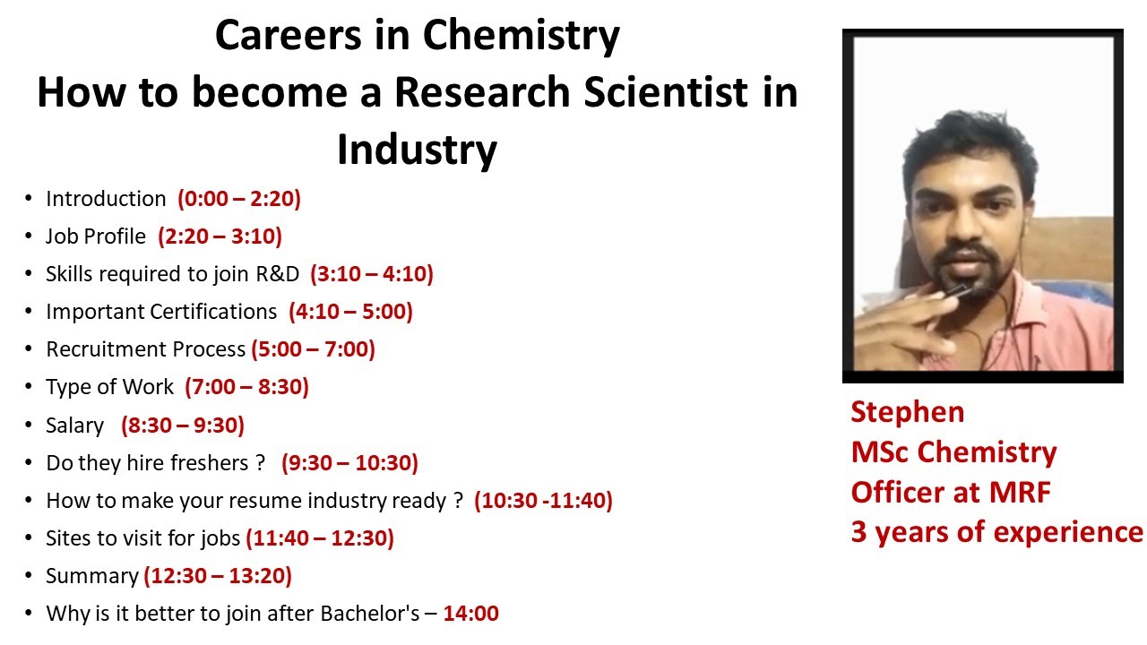 How to be a research scientist at MRF ? - Careers in Chemistry