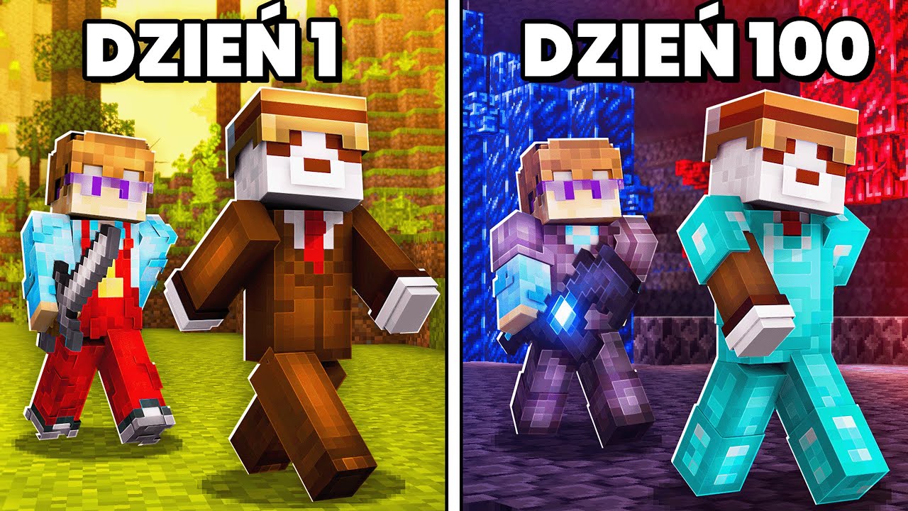 PRZEŻYŁEM 100 DNI w Minecraft, UCIEKAJĄC przed ŁOWCĄ w NOWYCH PODZIEMIACH...