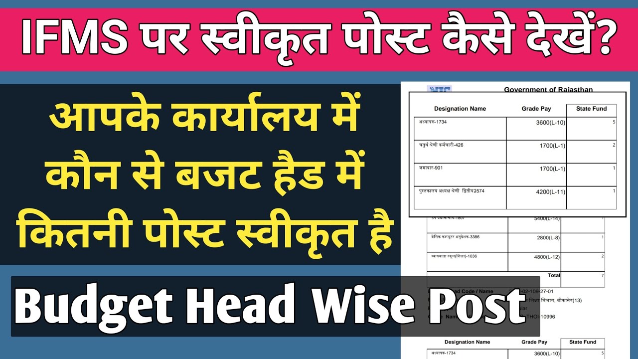 IFMS Portal पर Budget Head Wise Post कैसे देखें? | आपके कार्यालय में स्वीकृत पोस्ट कैसे चैक करें?