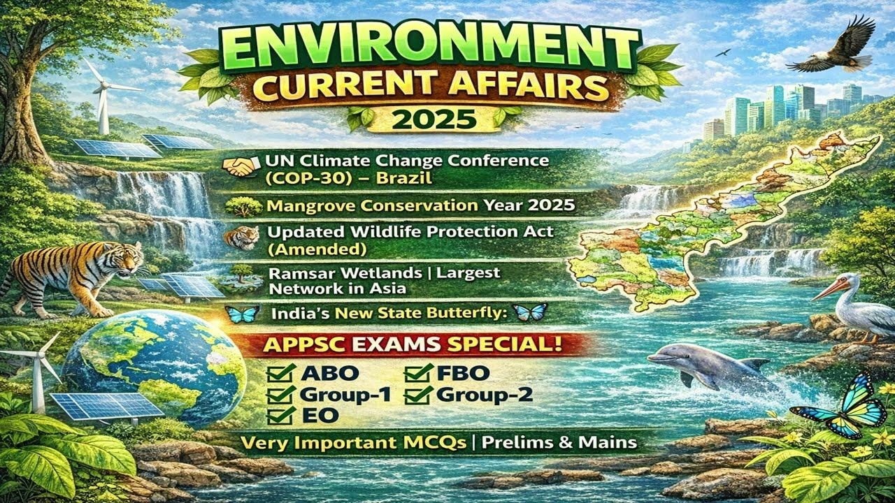 పర్యావరణ ప్రస్తుత వ్యవహారాలు-2025. Environment Current Affairs 2025 part-1. #appsc #fbo #abo #group1