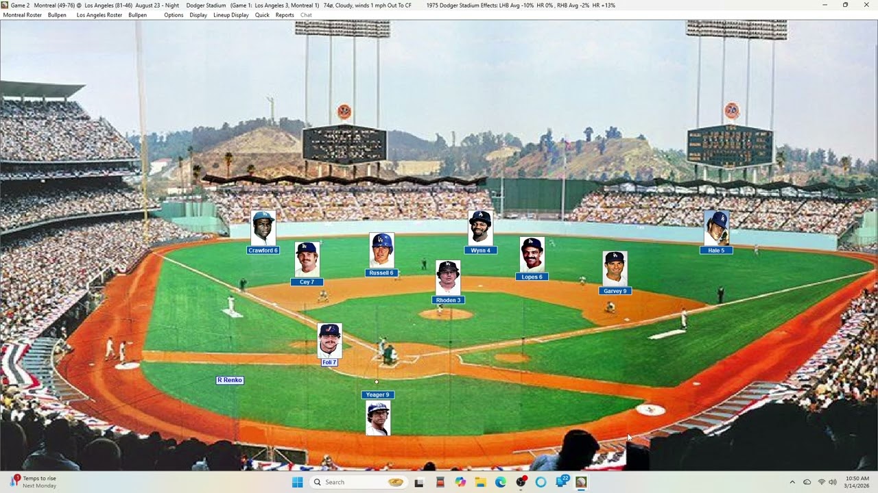 Action PC Baseball 8-23-75 Game 2 DH Montreal at Los Angeles