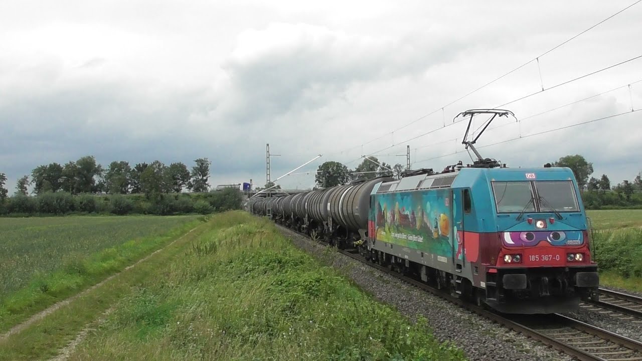 Doorkomst BR185 (185 367) 'Günni fährt Güter!' met keteltrein | DB Cargo | Bij Bornheim (D)