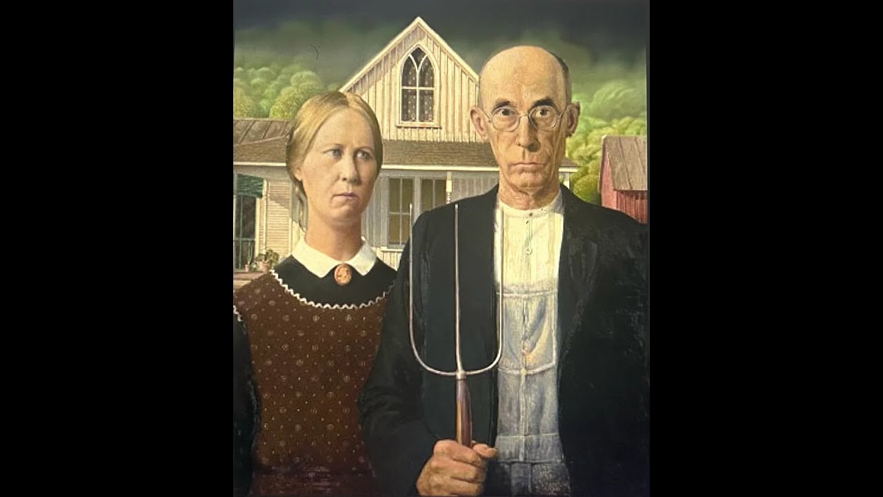 Dawn of the End (Alter piece of American Gothic, Grant Wood, (1930) Modern)