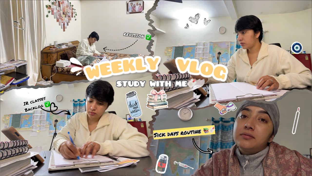 UPSC study vlog📚🔖|IR backlog classes✅|Studied through the sick days🤒#study #upsc #life #motivation