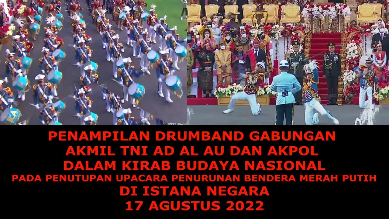 Drumband Gabungan AKMIL TNI AD AL AU dan AKPOL | dalam Kirab Budaya Nasional  di Istana Merdeka