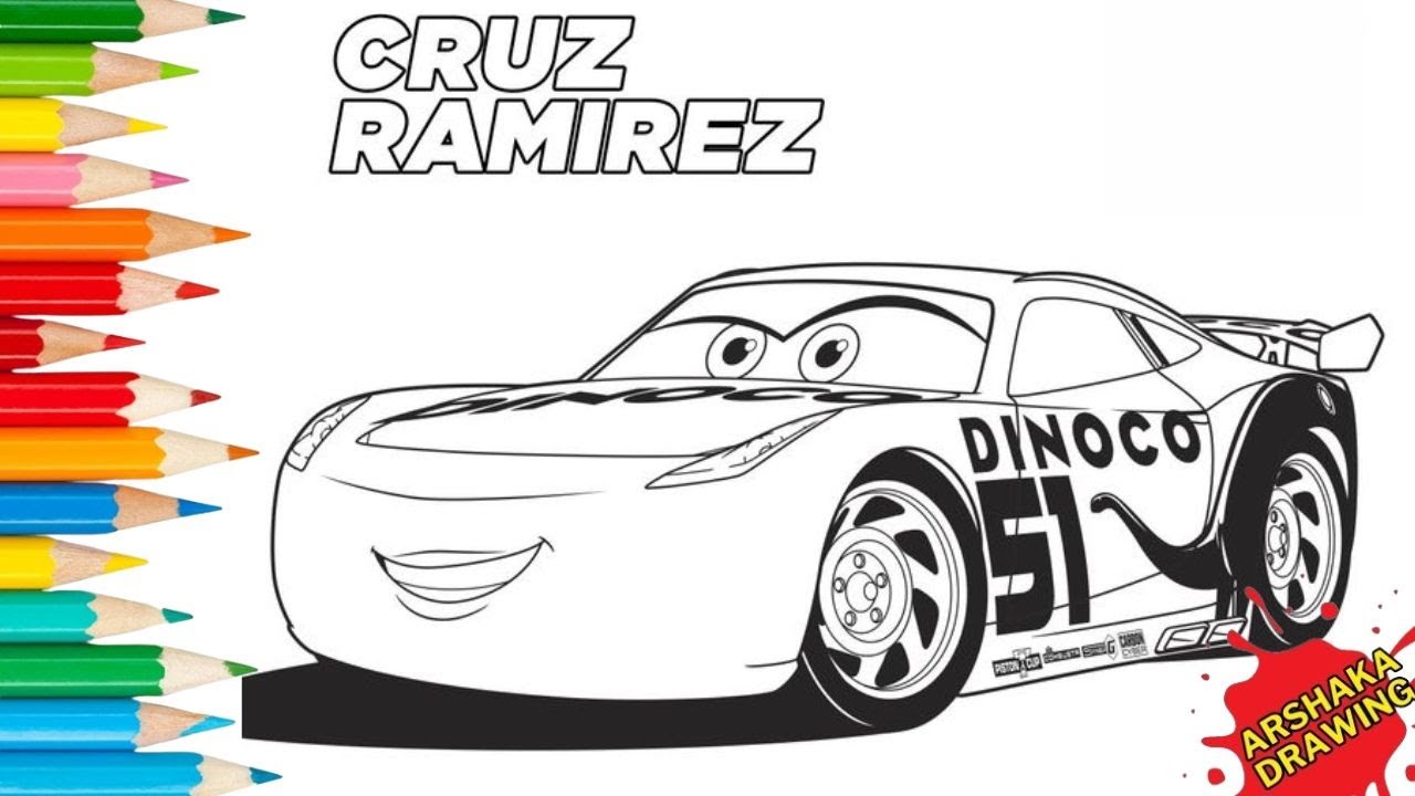 Cruz Ramirez from Pixar Cars Coloring Pages Tutorial | How to Color Cars | Lightning McQueen Friends