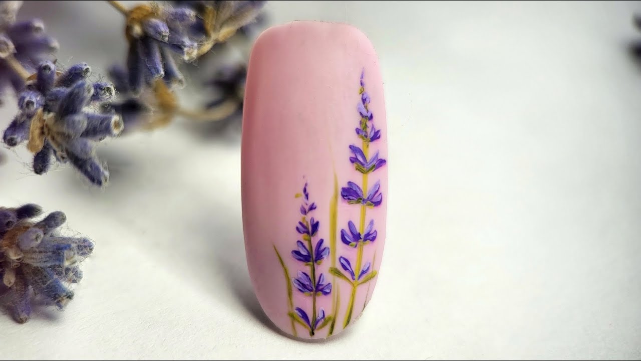 Lavender flower nail design | NAILS ART | Дизайн ногтей роспись лаванда | Маникюр