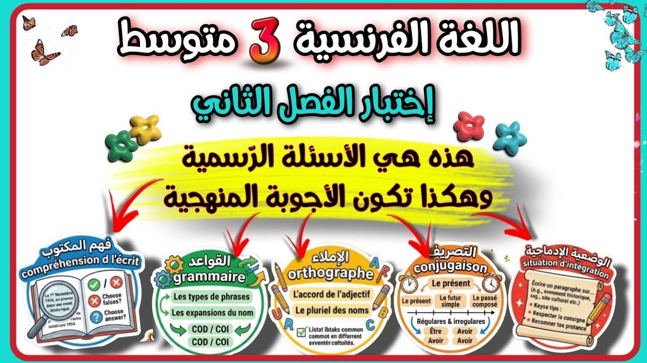 قبل ما تدخل اختبار الفرنسية ⚠️ 3 متوسط الفصل الثاني | هكذا تجيك الأسئلة وهكذا تضمن العلامة الكاملة 💯