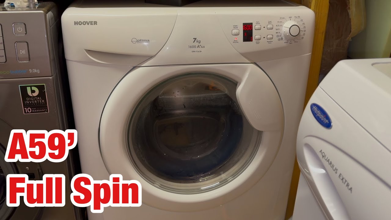 Hoover Optima OPH716DF washing machine || A59 full final 1600 rpm spin